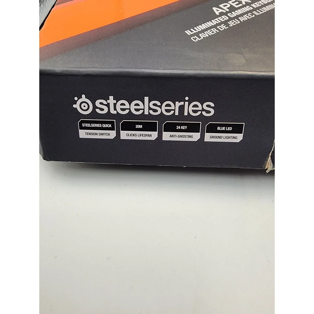 SteelSeries‎ Apex 100 Illuminated Gaming Keyboard Blue LED Wired Black KB-0004